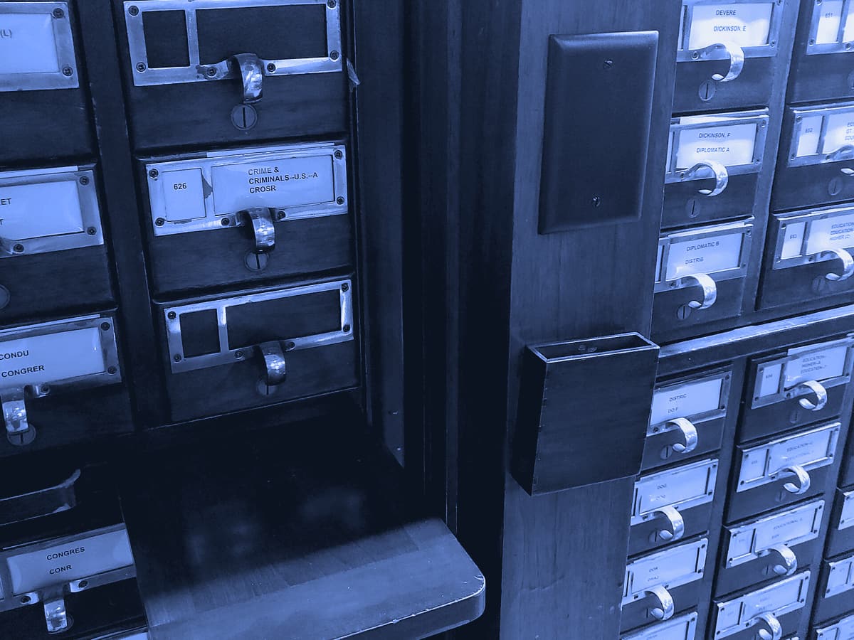 Card catalog cabinets at the Indiana State Library
