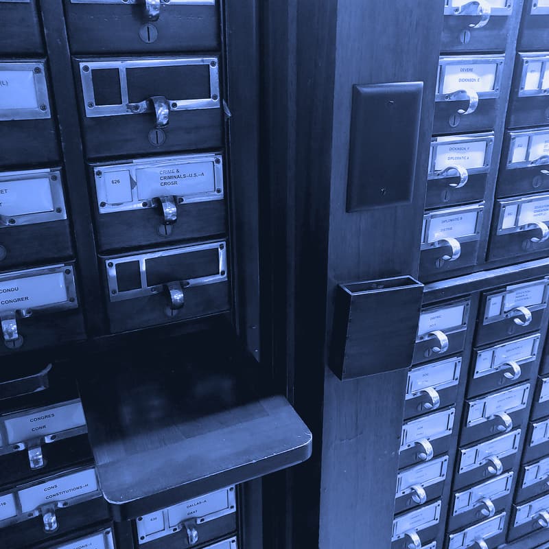Card catalog cabinets at the Indiana State Library