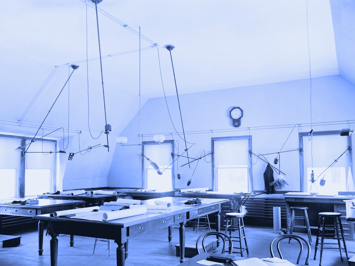 Drafting tables in an engineering office