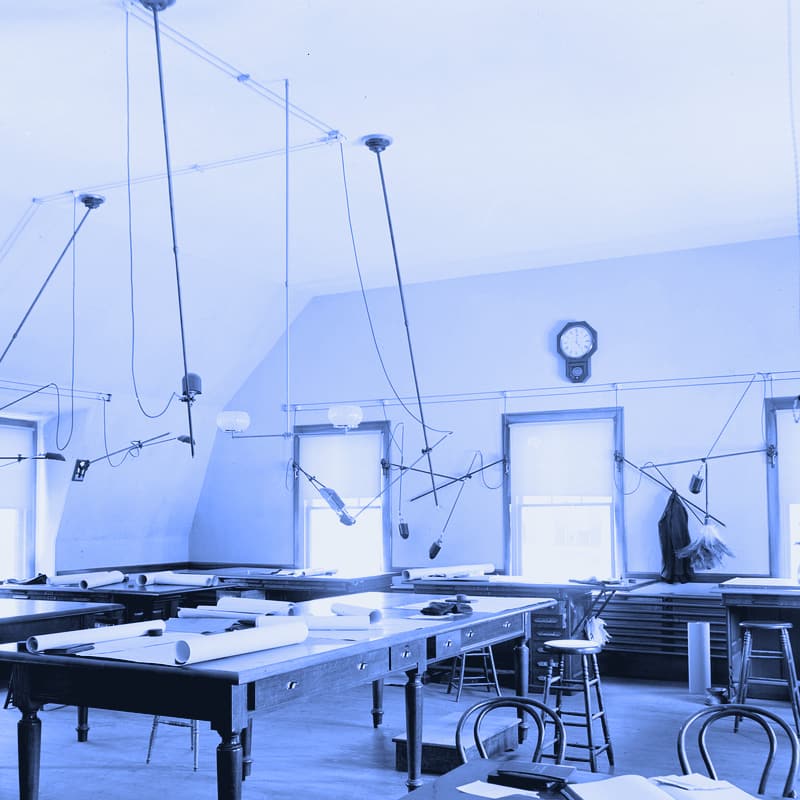 Drafting tables in an engineering office