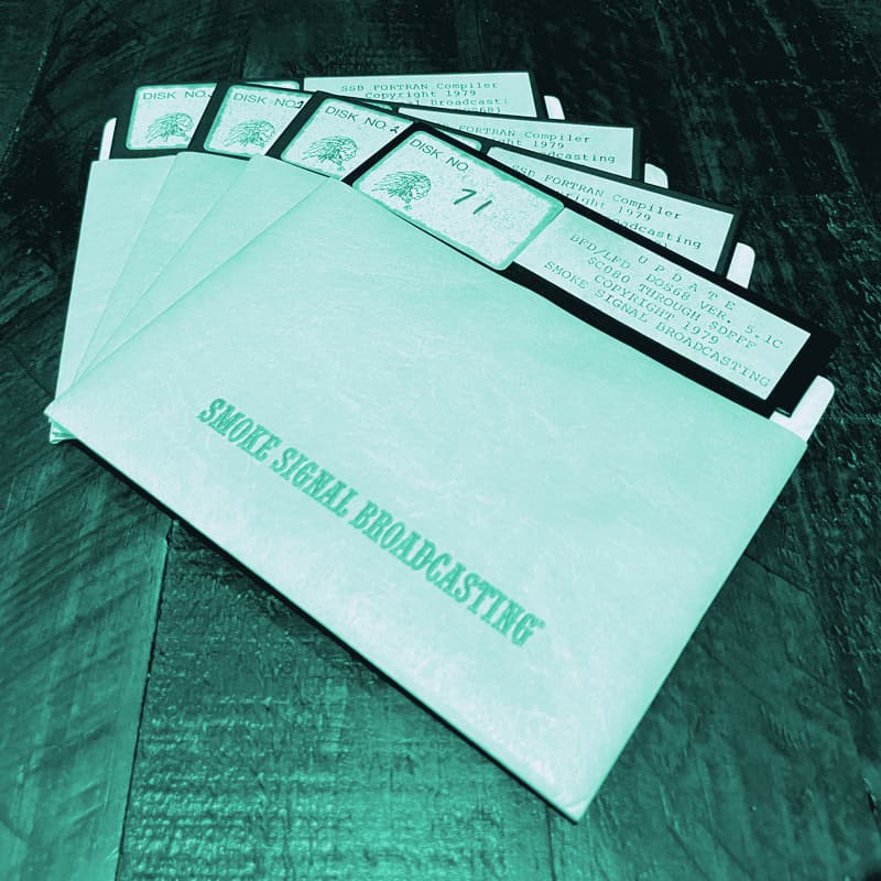 A sleeve of 1970s floppy disks
