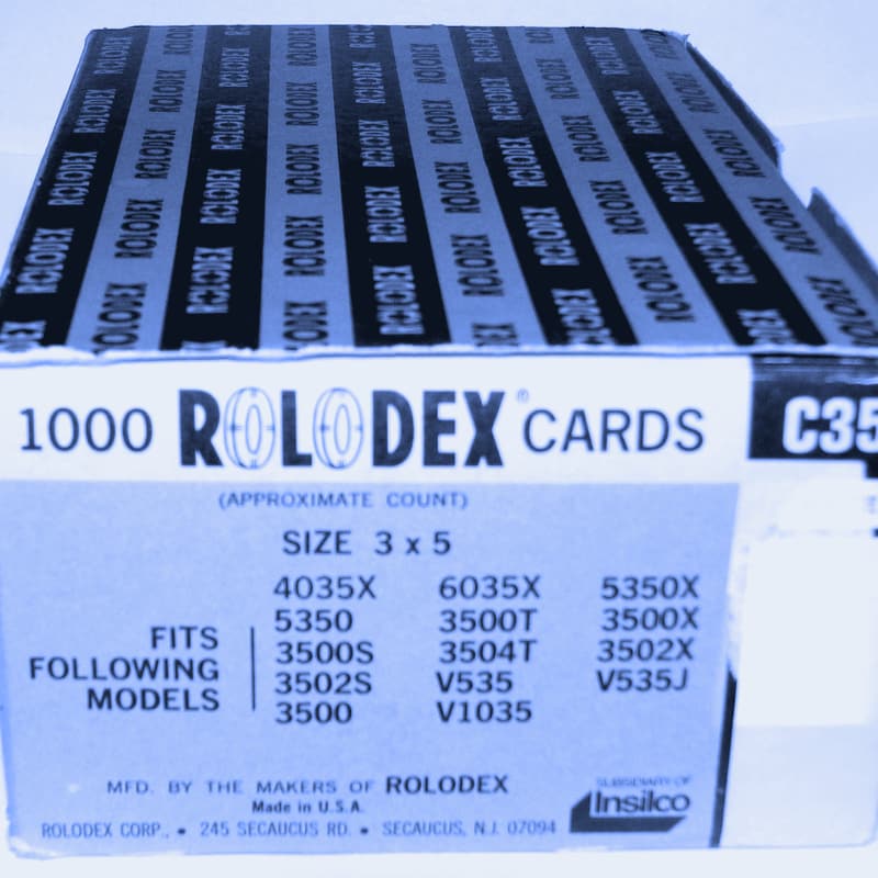 A box of Rolodex cards