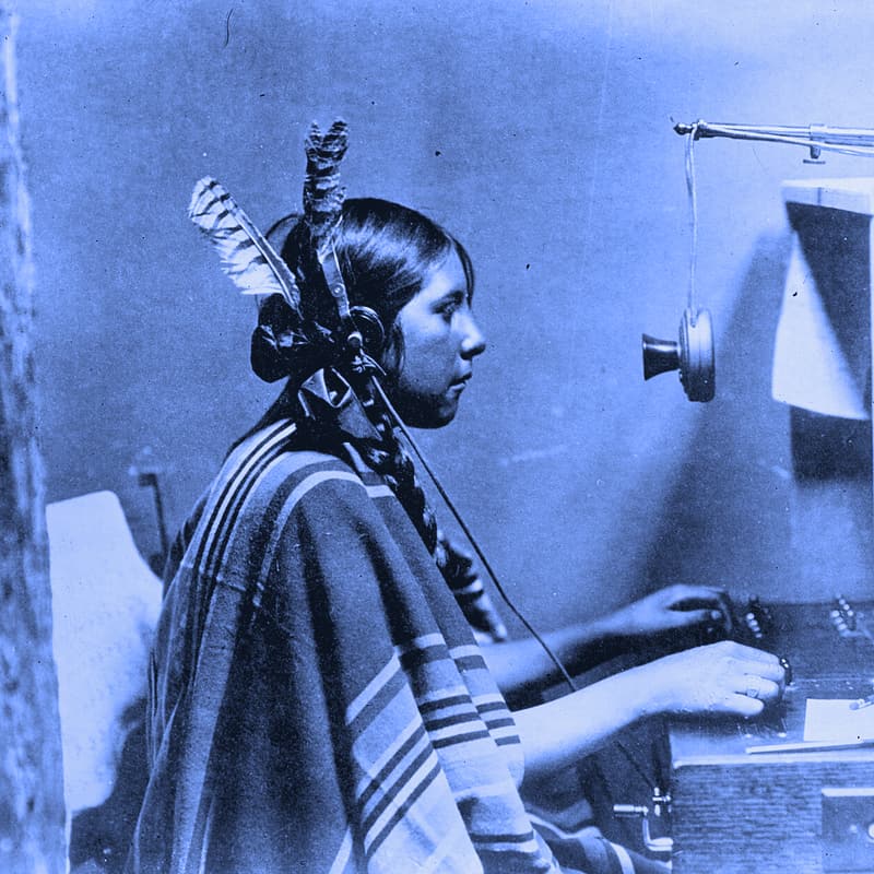 Telephone switchboard operator at Many Glacier Hotel, 1925