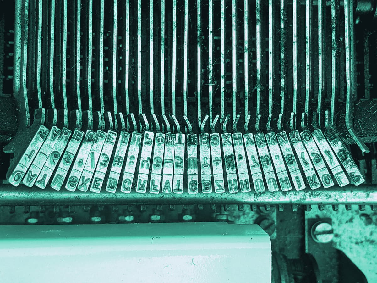 Typebars of a teletype machine